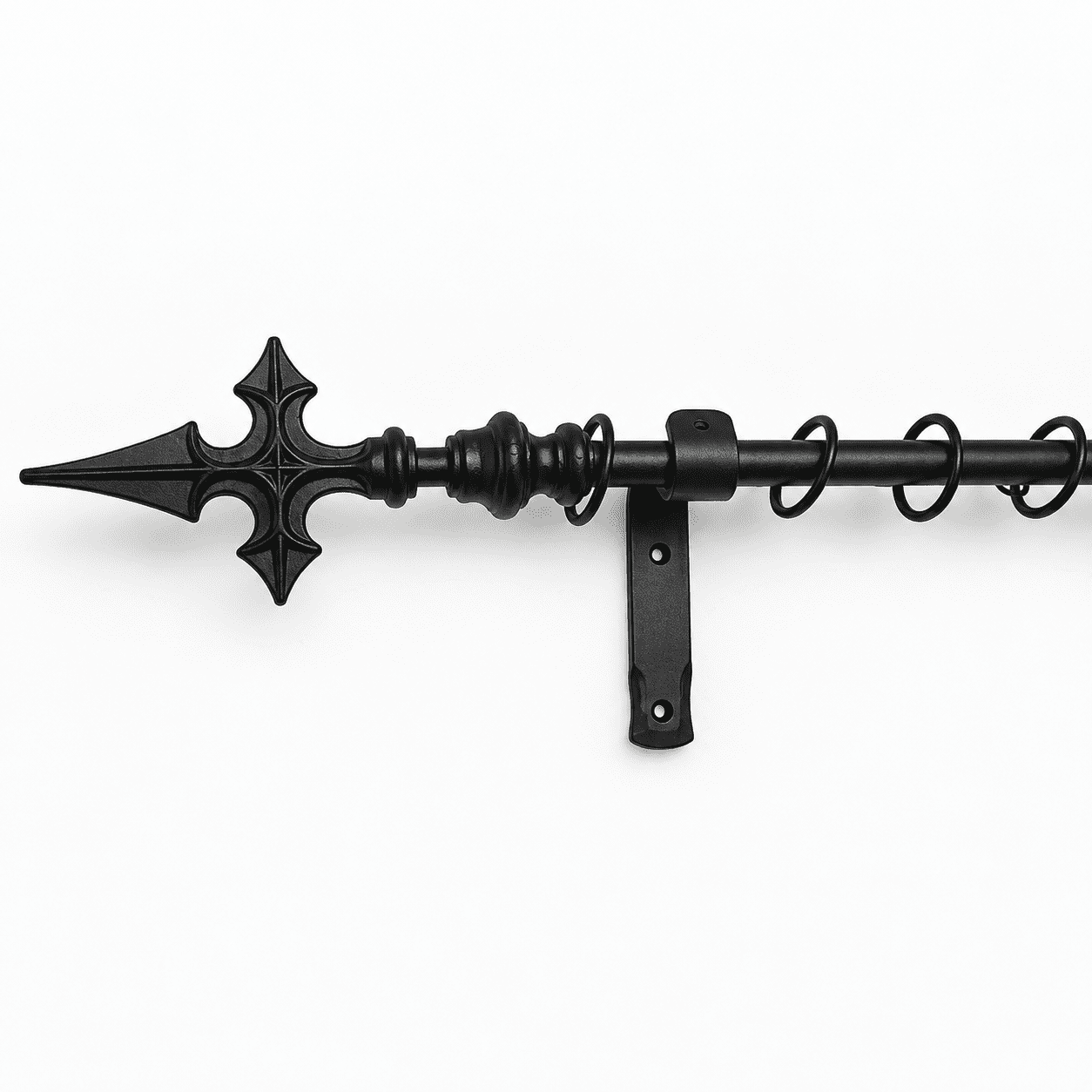 Solid Iron Curtain Pole Set With Church Cross Ends 